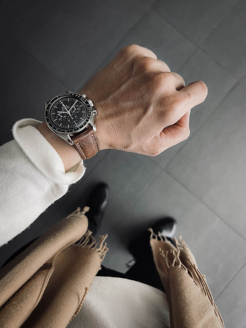 Omega Speedmaster Tan Leather Watch Strap - Bas and Lokes