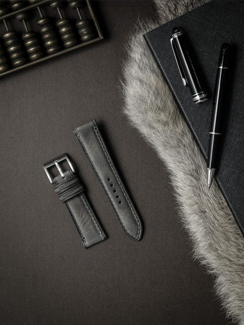 Grey Leather Watch Strap - Bas and Lokes