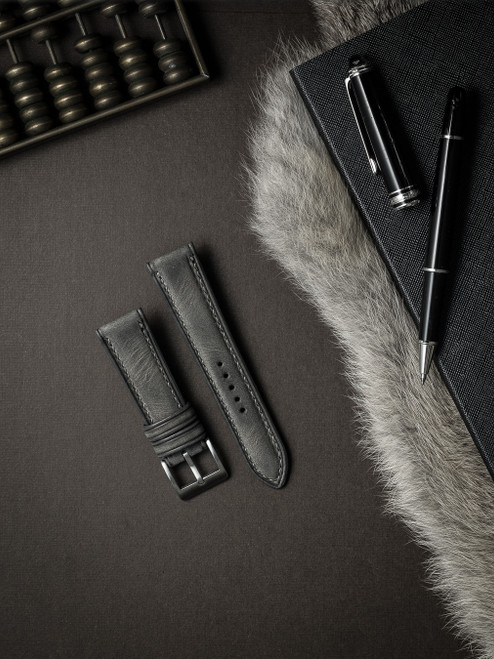 Grey Leather Watch Strap - Bas and Lokes