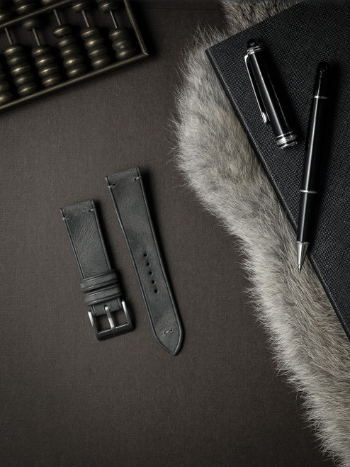 Grey Leather Watch Strap - Bas and Lokes