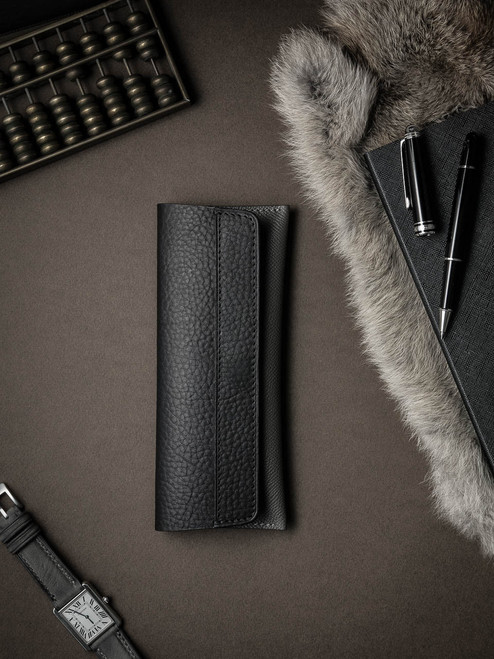 Grey Leather Watch Pouch - Bas and Lokes Grey Leather Watch Pouch - Bas and Lokes