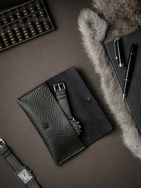 Olive Green Leather Watch Wallet - Bas and Lokes Olive Green Leather Watch Wallet - Bas and Lokes