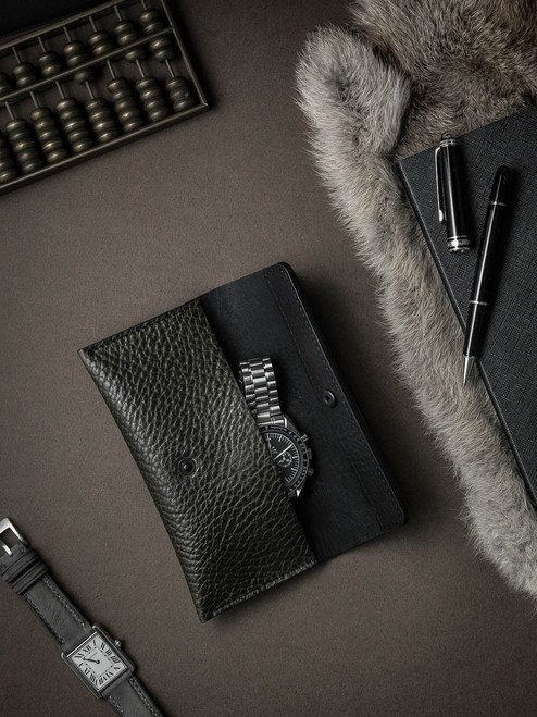 Olive Green Leather Watch Pouch - Bas and Lokes Olive Green Leather Watch Pouch - Bas and Lokes