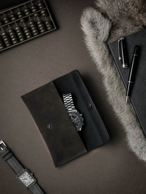 Brown Suede Watch Pouch - Bas and Lokes Brown Suede Watch Pouch - Bas and Lokes