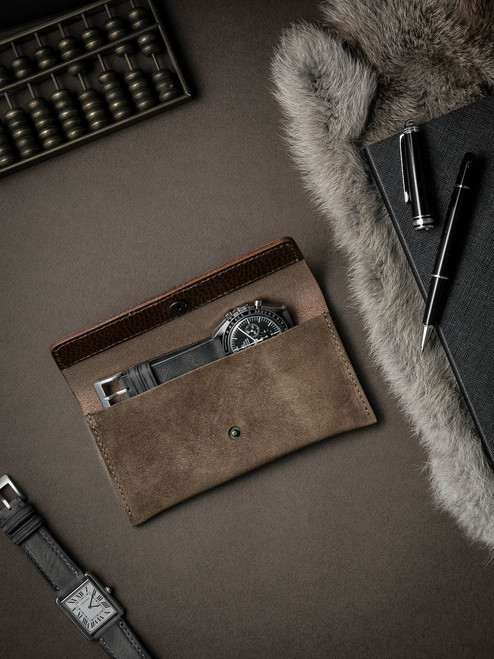 Tan Suede Watch Pouch - Bas and Lokes Tan Suede Watch Pouch - Bas and Lokes