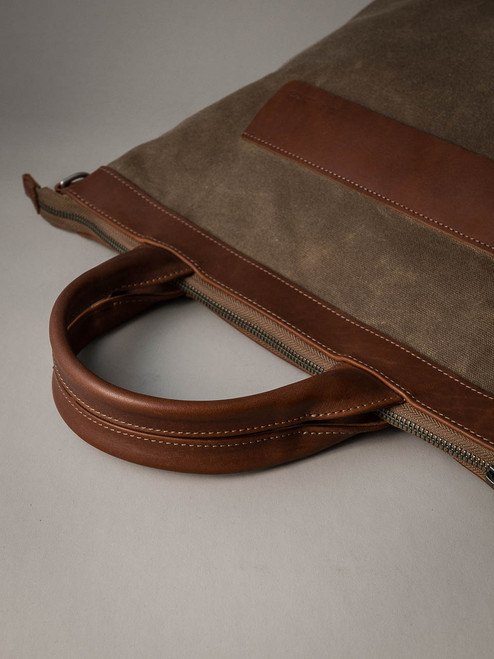 Tan Canvas Work Tote Bag - Bas and Lokes