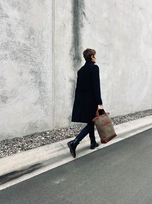 Tan Canvas Work Tote Bag - Bas and Lokes