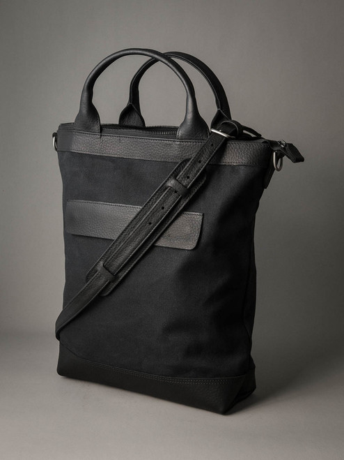 Black Canvas and Leather Tote Bag - Bas and Lokes Black Canvas and Leather Tote Bag - Bas and Lokes