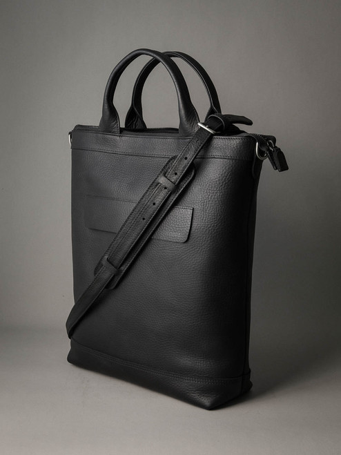 Black Leather Work Tote Bag - Bas and Lokes Black Leather Work Tote Bag - Bas and Lokes