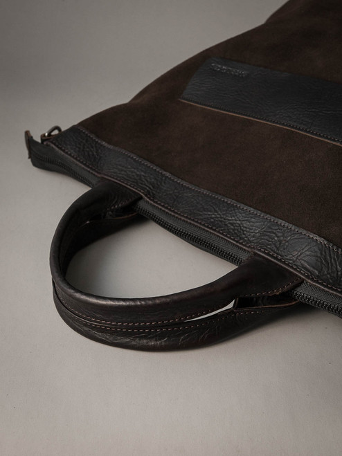 Brown Suede Work Tote Bag - Bas and Lokes Brown Suede Work Tote Bag - Bas and Lokes
