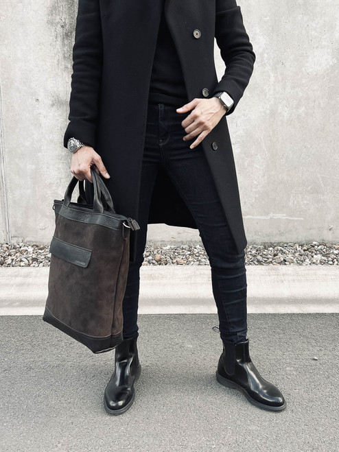 Brown Suede Work Tote Bag - Bas and Lokes Brown Suede Work Tote Bag - Bas and Lokes