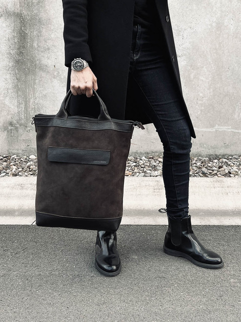 Brown Suede Work Tote Bag - Bas and Lokes Brown Suede Work Tote Bag - Bas and Lokes