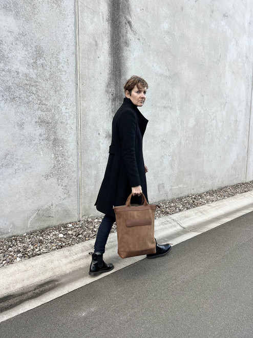 Tan Suede Work Tote Bag - Bas and Lokes Tan Suede Work Tote Bag - Bas and Lokes