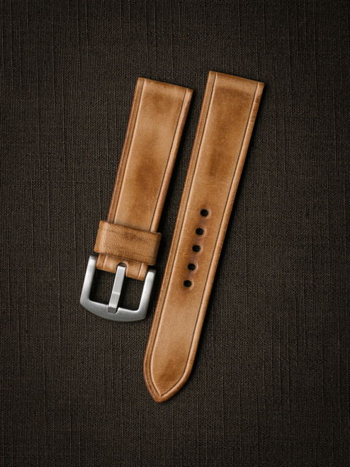 Handcrafted natural leather watch strap