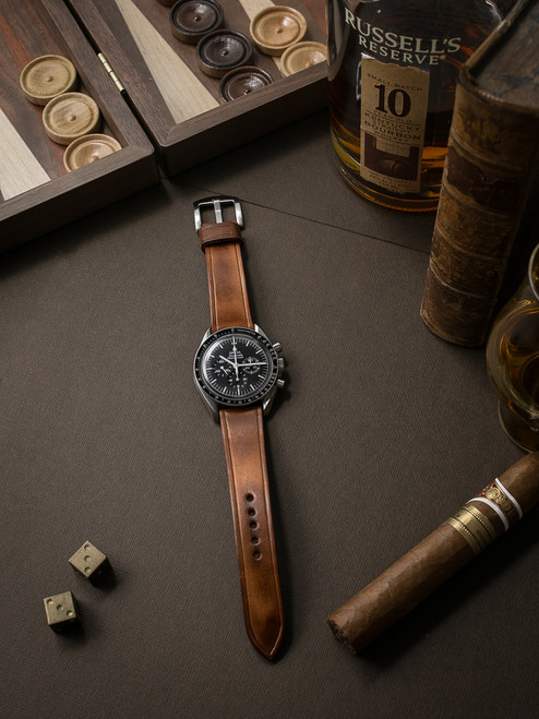Bas and Lokes vintage bourbon handcrafted leather watch strap