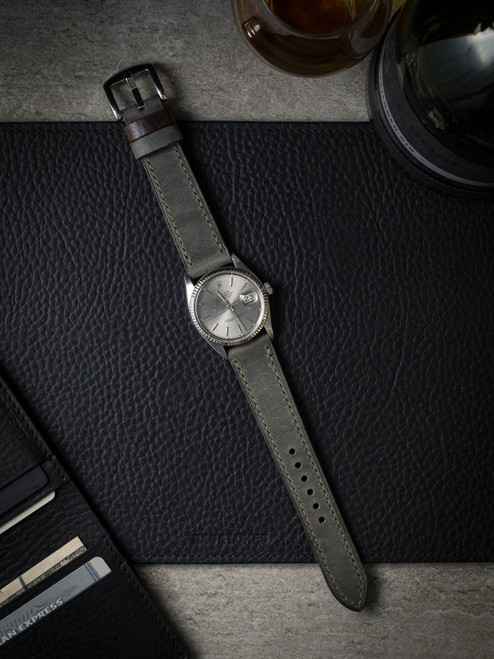 Grey Green Leather Watch Straps - Bas and Lokes