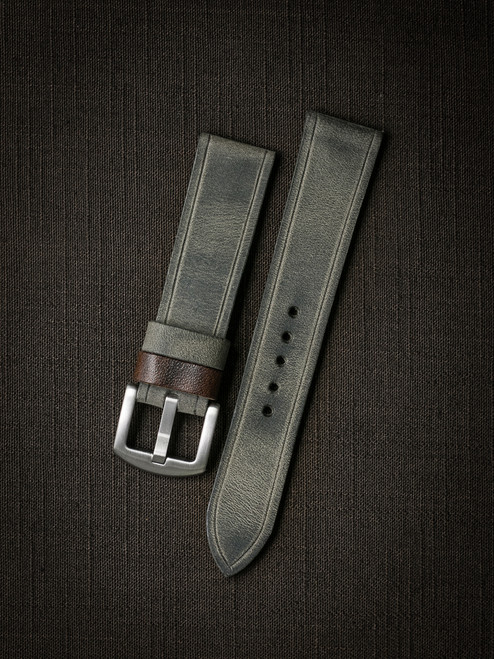 Grey Green Leather Watch Strap - Bas and Lokes