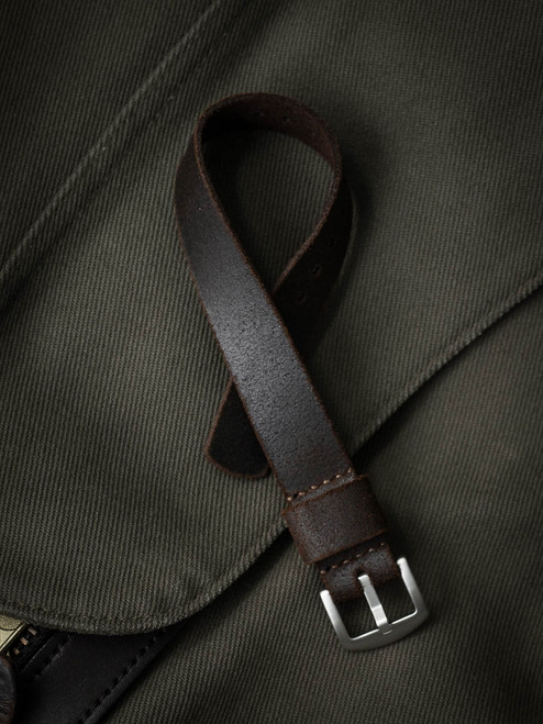 Brown suede One-Piece Single Pass Watch Strap