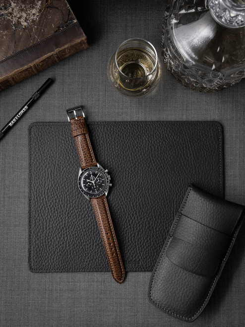 Textured Whiskey Padded Leather Watch Strap