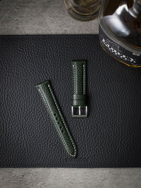 Bas and Lokes Dark Green Handcrafted Leather Watch Strap