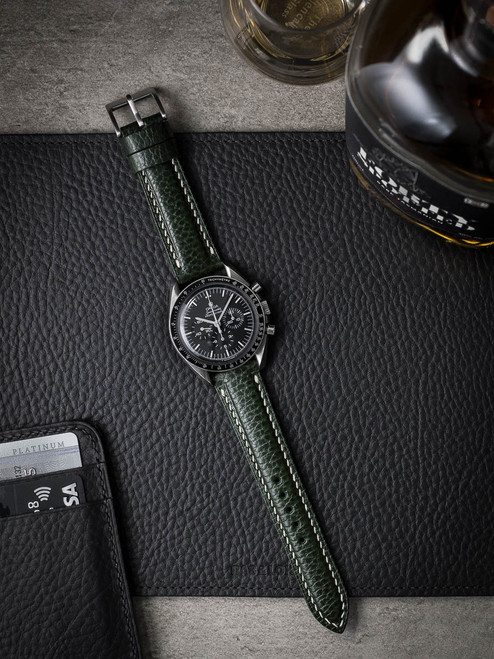 Bas and Lokes Dark Green Handcrafted Leather Watch Strap