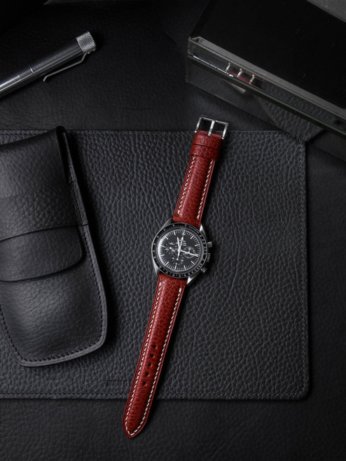 "Cole" Red Hot Leather Watch Strap