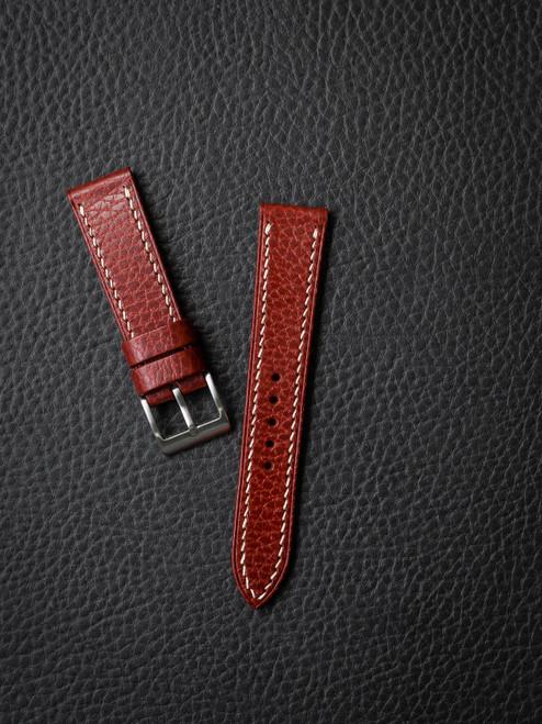 "Hughes" red leather watch strap