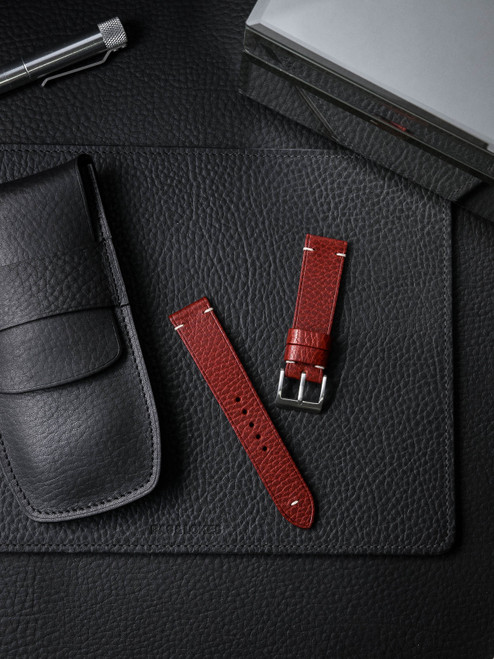 "Potter" Red Leather Watch Strap