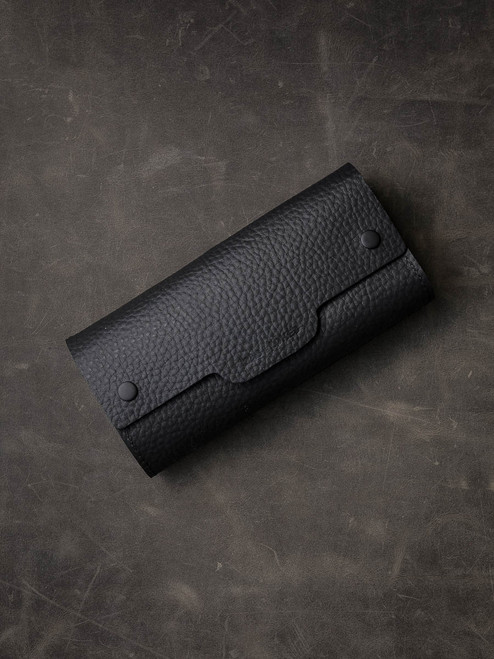 Black Pebbled Handcrafted Leather Watch Roll Black Pebbled Handcrafted Leather Watch Roll