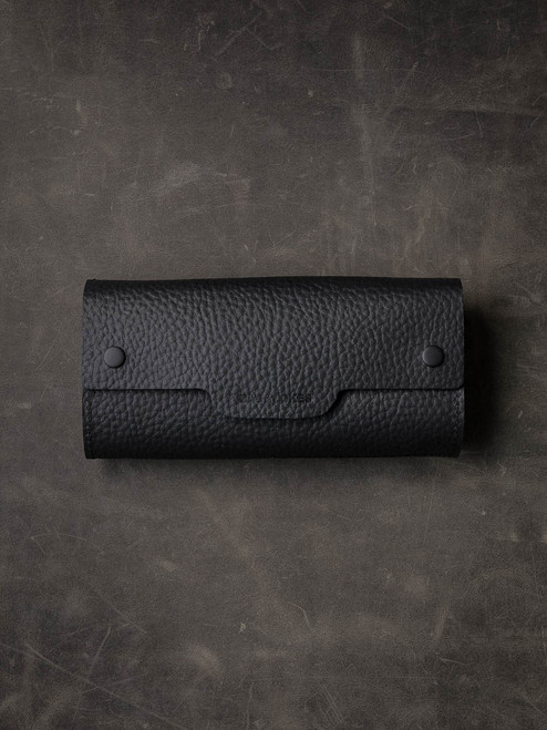 Black Pebbled Handcrafted Leather Watch Roll Black Pebbled Handcrafted Leather Watch Roll