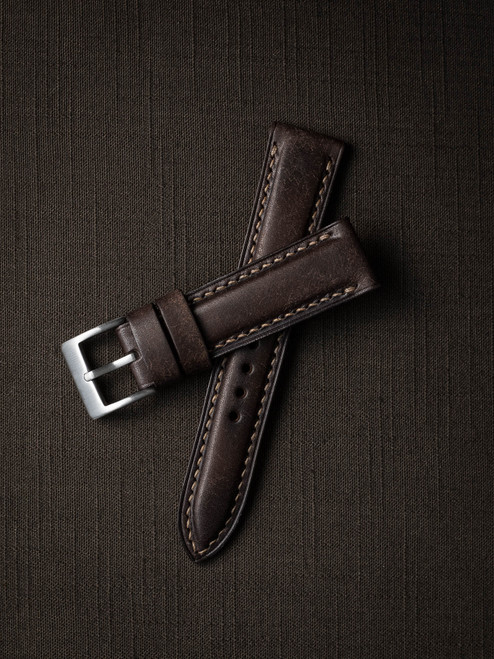 Vintage brown leather watch strap - Bas and Lokes