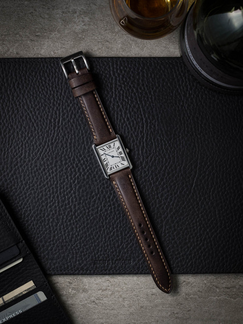 Vintage brown leather watch strap - Bas and Lokes
