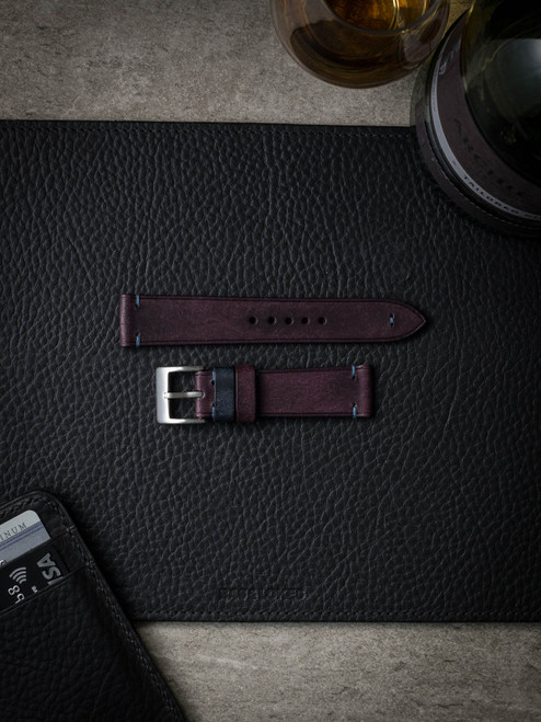 Purple handmade leather watch strap - Bas and Lokes
