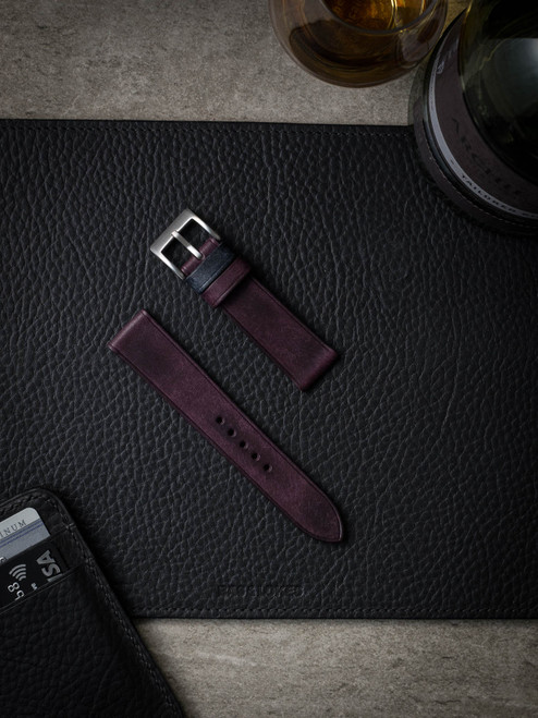 Handmade purple leather watch straps - Bas and Lokes