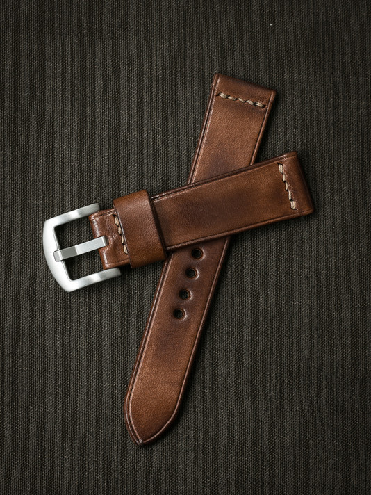 Vintage russet handcrafted leather watch strap