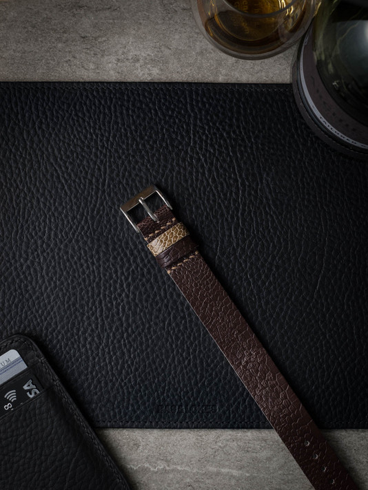 Chocolate brown ostrich leather NATO watch strap