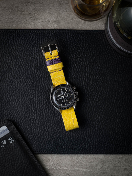 Bright Yellow Ostrich Leather NATO Watch Strap