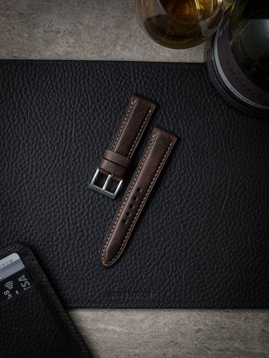 Vintage brown leather watch strap