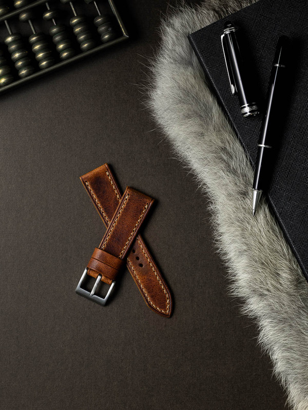 Cognac Saddle Tan Leather Watch Strap - Bas and Lokes