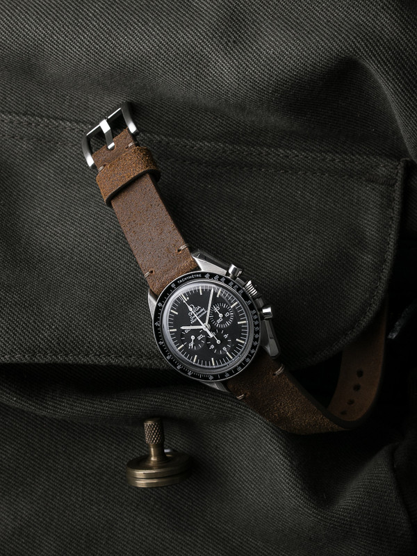 Bas and Lokes brown suede watch strap