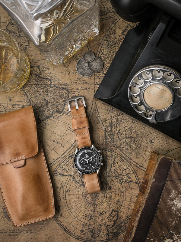 Natural Leather One-Piece Single Pass Watch Strap - Bas and Lokes