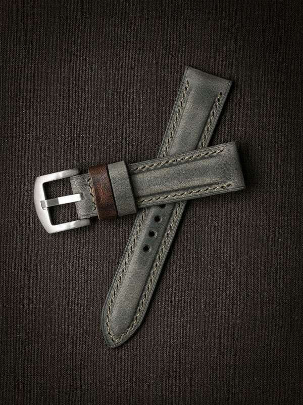 Grey Green Leather Watch Strap - Bas and Lokes