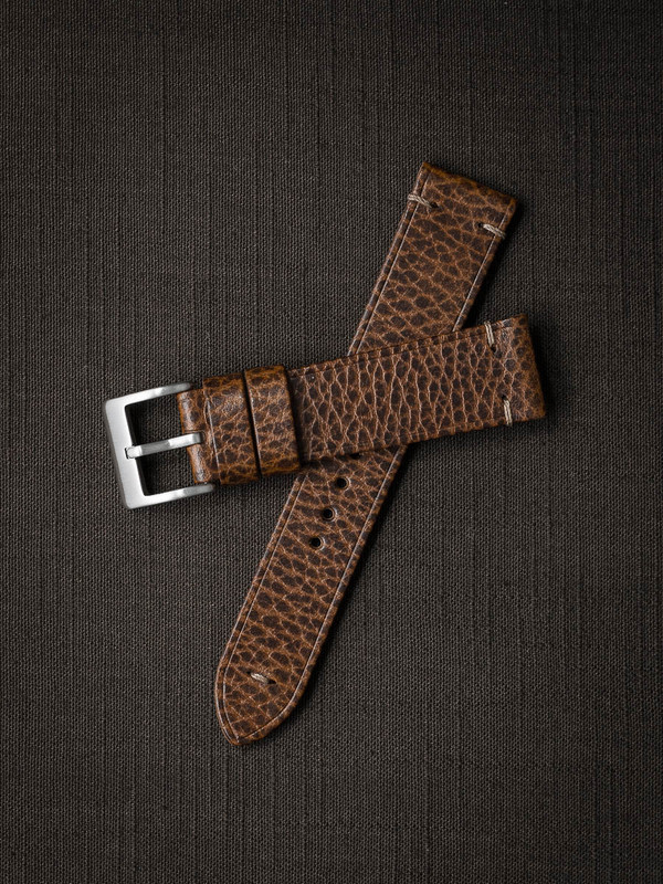 "Hank" Textured Whiskey Leather Watch Strap