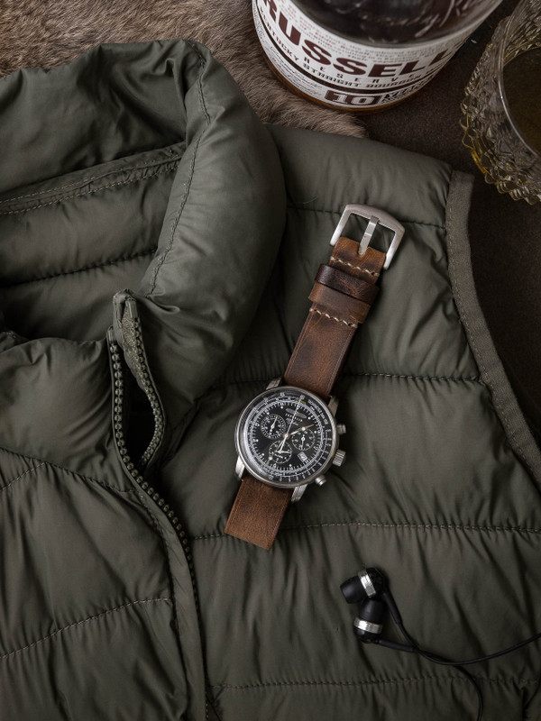 Vintage Brown Leather One-Piece Single Pass Watch Strap - Bas and Lokes
