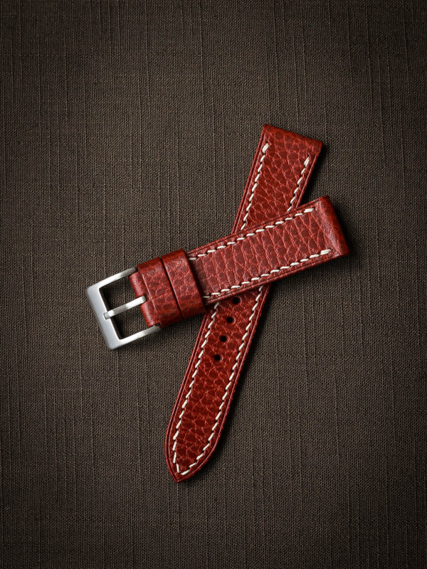 "Hughes" red leather watch strap