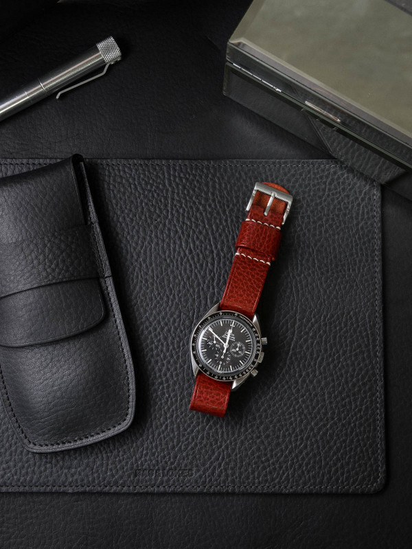 Red Leather Single Pass Watch Strap - Bas and Lokes