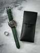 Bas and Lokes green handcrafted suede watch strap