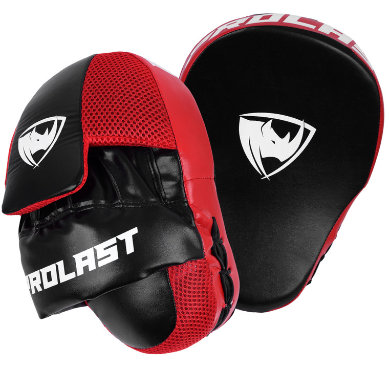 PROLAST RHINO SERIES Pro Leather Punch Mitts (Black/Red) 