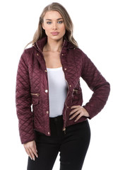 Quilted Faux Shearling Hooded Coat