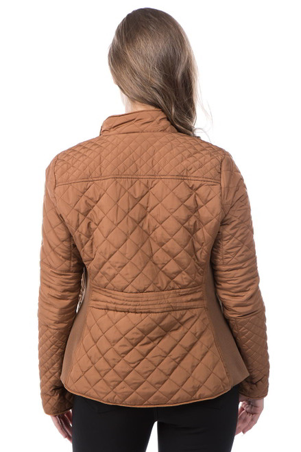 Quilted Faux Shearling Hooded Coat Camel